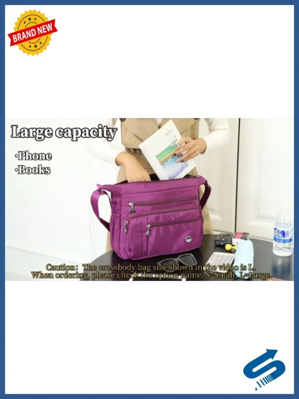 Nylon Satchel Handbag with Multiple Pockets - Crossbody Tote